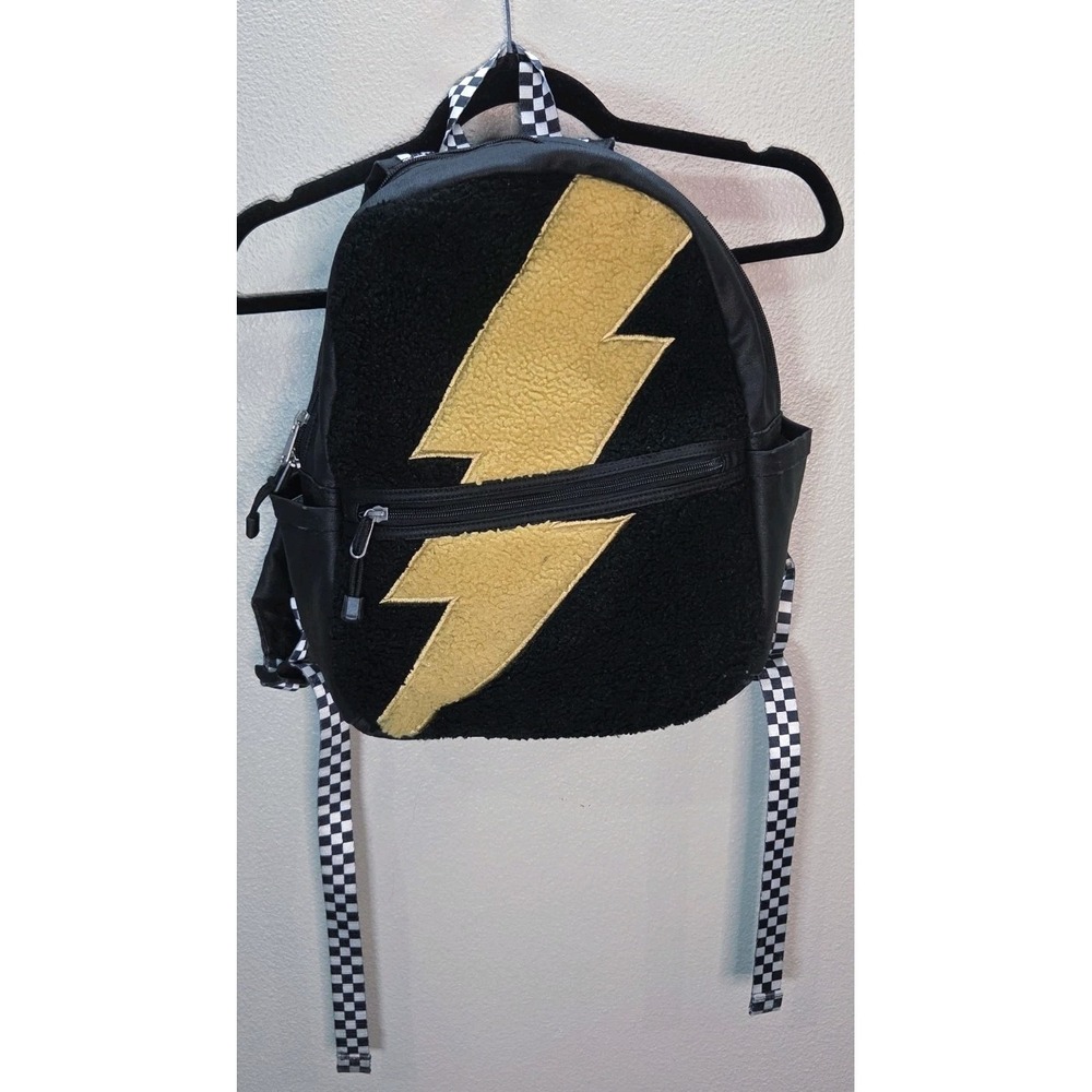 STATE Black Sherpa Lightning Bolt Mini Backpack Checkered Straps